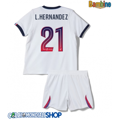 Maglie da calcio Paris Saint-Germain Lucas Hernandez #21 Seconda Maglia Bambino 2026-27 Manica Corta + Pantaloni corti)